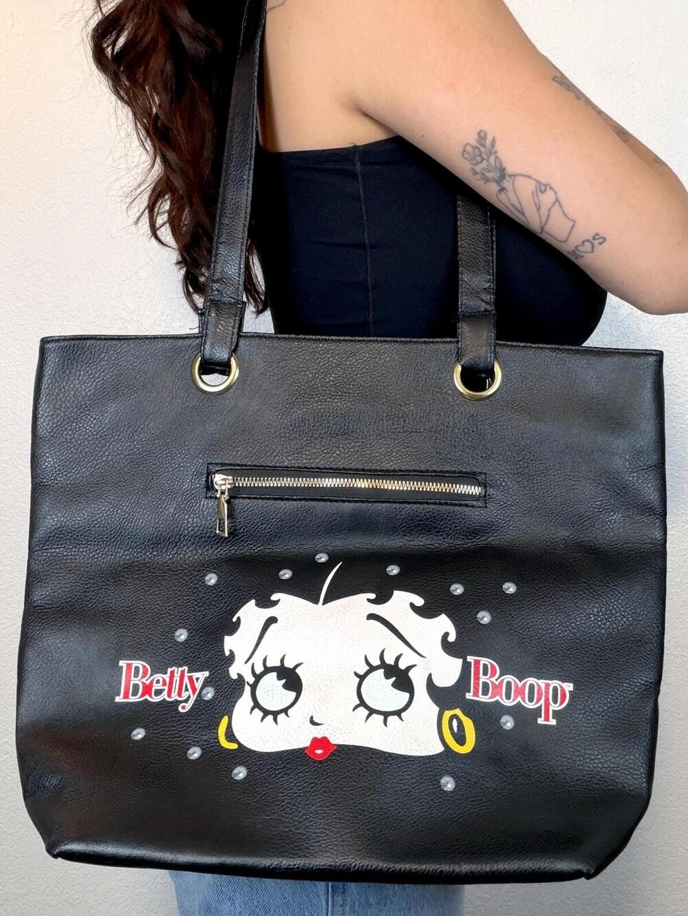 Betty Boop Black Faux Leather Tote Bag